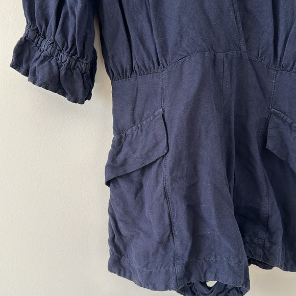 Young Fabulous and Broke YFB Morgan Romper French Navy Shorts Linen Playsuit Sm - Picture 9 of 13